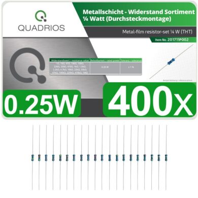 201711P002 Quadrios resistors set 400 pcs 1% 0.25W