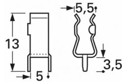 1053.68 - 1053.68 VOGT Halteklammer, 5 x 20 mm, offen, Leiterplattenanschluss