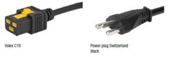 Power cord: SCHURTER 6051.2045 - Power cord: SCHURTER 6051.2045 Power cord, Switzerland, Plug Type J on C19-Connector, H05VV-F 3G1.5 mm2, black, 2