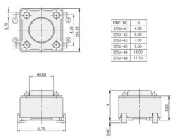 DTSM-66N-V-T&R - DTSM-66N-V-T&R Tact Switch SMD 6*6*13,0mm, SMD 160g Tape/Reel