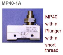 Mikrospínač: MP40-1A - Microprecision: Mikrospna MP40-1A; Plunger, thread short
