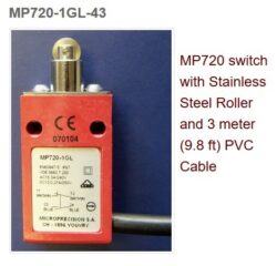 Koncový spínač: MP720SI-0-1GLA/45SI - Microprecision: Koncov spna MP720  Membrane SI, Levier 1Gla, Cable Silicon 5M
