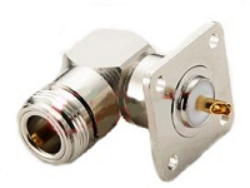Coaxial Connector: N-3211-TGN - Schmid-M: RF Connector N Jack Right Angle 4 Hole Flange, with solder cup contact