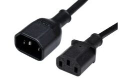 Extension cable: VOLEX NJ1SO3SW05B - Verlngerungskabel: VOLEX NJ1SO3SW05B Verlngerungskabel, International, C14-Plug on C13-Connector, H05VV-F 3G0,75 mm2, schwarz, 0,5 m