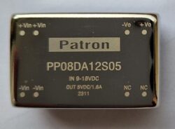 PP08DA12S05 - Patron DC/DC Converter, 8W output power, 12V, 05V, 2:1 input Voltage range, DIL  Case, Isolation 1,5kV