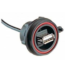 PX0843/A - Bulgin PX0843/A USB-A konektor (IP 68), montáž na přední panel, kabel cca. 132 mm Skladem v EU