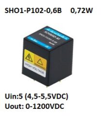 SHO1-P1201-0,6B Hight Voltage DC/DC converter - Schmid-M SHO1-P1201-0,6B Vysokonapov DC/DC mni, 0,72W, Uin: 5VDC (4,5~5,5) , Vstup: 1200VDC, DIP