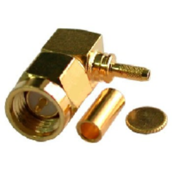 Coaxial Connector: SMA-1147-TGG - Schmid-M: RF Connector SMA Right Angle Plug for RG174u, 196u = Huber Suhner 16_SMA-50-1-1/111_NH , Radiall R125 170 402