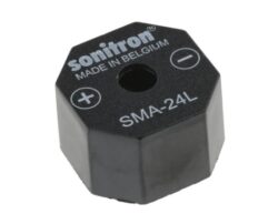 Piezo Buzzer: SMA-24L P15 - Sonitron: Piezo Buzzer SMA-24L P15 Operating Voltage = 1.5 - 15 V; Current = 5 mA; Frequency = 3kHz