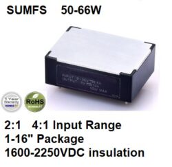 SUMFS50E4RSP24 DC/DC Converter - Schmid-M: SUMFS50E4RSP24 DC/DC Wandler Uin: 18-75VDC Uout: 24VDC, 50W, 36,5x26,3x12,7mm