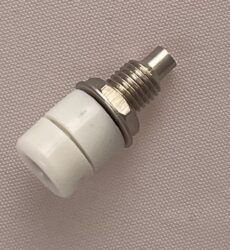 TSI-4/9 Connector, White - Connector TSI-4/9 , White Banana Socket; 4 mm; white; soldered; 22 m; 24A; 60V; nickel-plated brass; RoHS