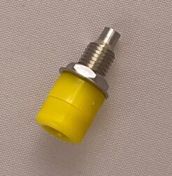 Connector TSI-4/4, yellow - Stecker TSI-4/4, gelb Bananenbuchse; 4mm; Gelb; geltet; 22m; 24A; 60V; vernickeltes Messing; RoHS
