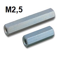 Distann sloupky kovov estihrann s 2x vnitnm zvitem M2,5