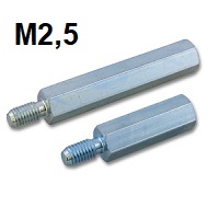 Metal Hexagonal Spacers with1 Ex/1 In Thread M2,5
